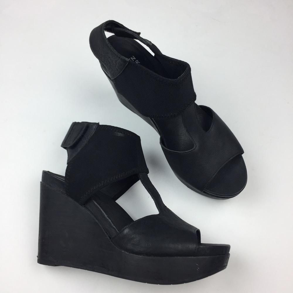 Eileen Fisher Black Wedge Sandals